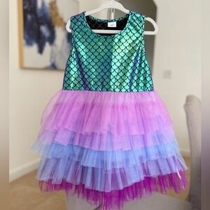 Toddler Girl Ruffle Tiered Tulle Mermaid Party Costume Dress